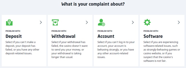 Categories of complaints